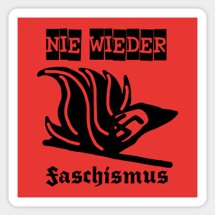 Never again fascism! (Black) Sticker